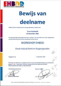 Bewijs van Deelname 'Workshop EHBDD' 